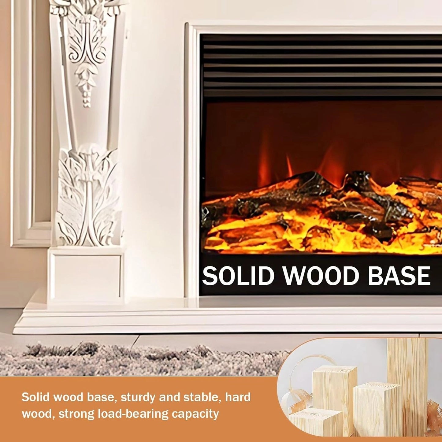 Aihm-Lon Luxury Electric Fireplace with Exquisite Carved Texture 71”