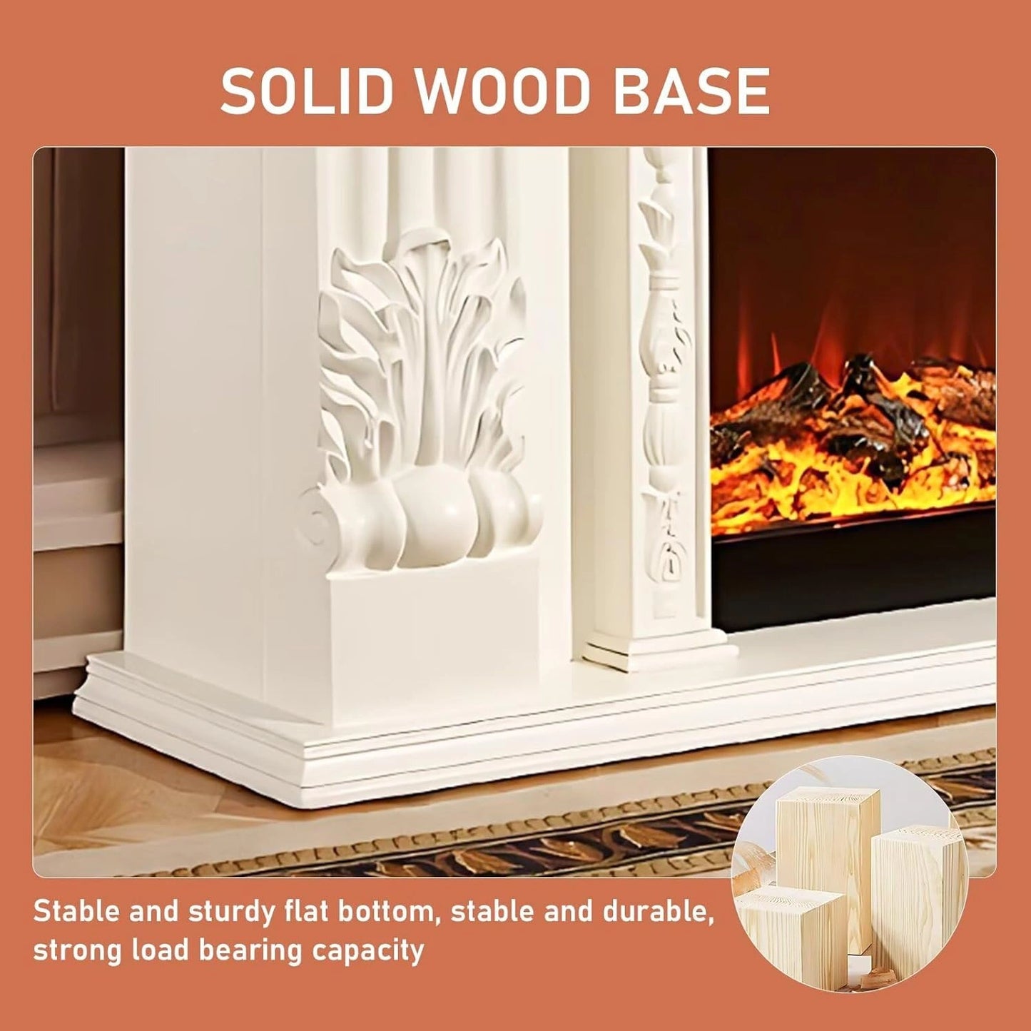 Aihm-Lon Electric Fireplace Includes Exquisite 3D Embossed Flower Design 71”