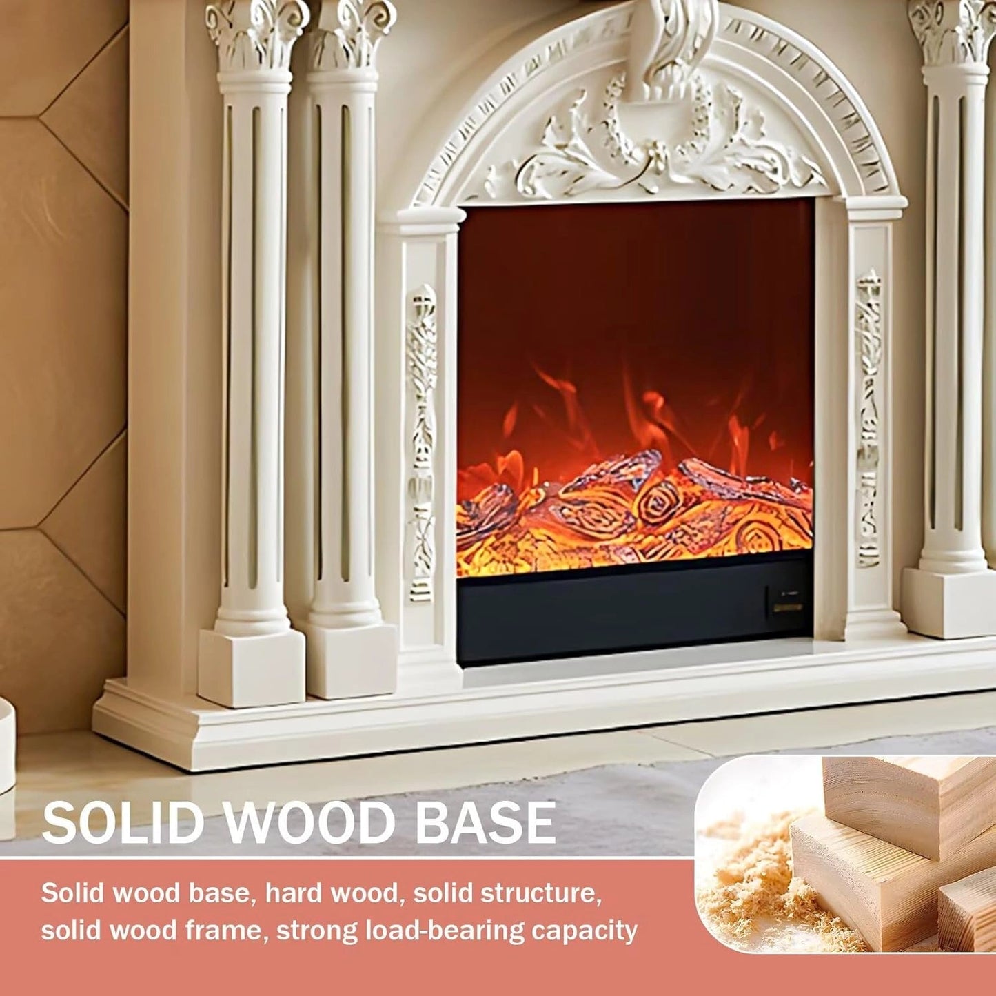 Aihm-Lon Modern Electric Fireplace TV Stand with Arched Carved Door Design 59”