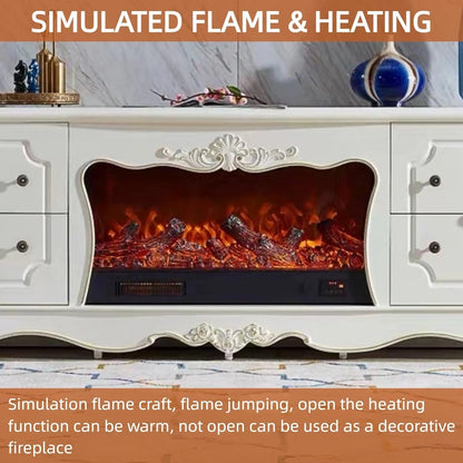 Aihm-Lon Electric Fireplace with Mantel and White Storage Cabinet 79”