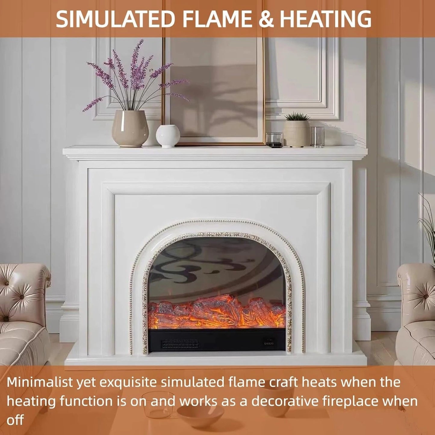 Aihm-Lon Indoor Electric Fireplace with Mantel Includes Realistic Flame 59”