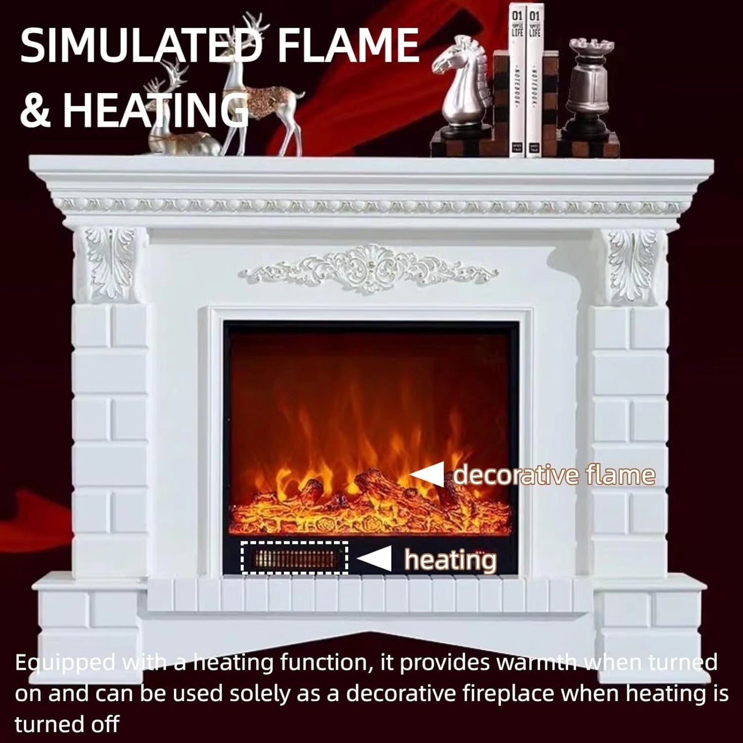 Aihm-Lon Tall Electric Fireplace Includes Openwork Base and Faux Bricks 59”