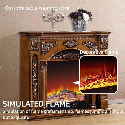 Aihm-Lon Vintage Electric Fireplace Includes Brown Vintage Double Columns 47”