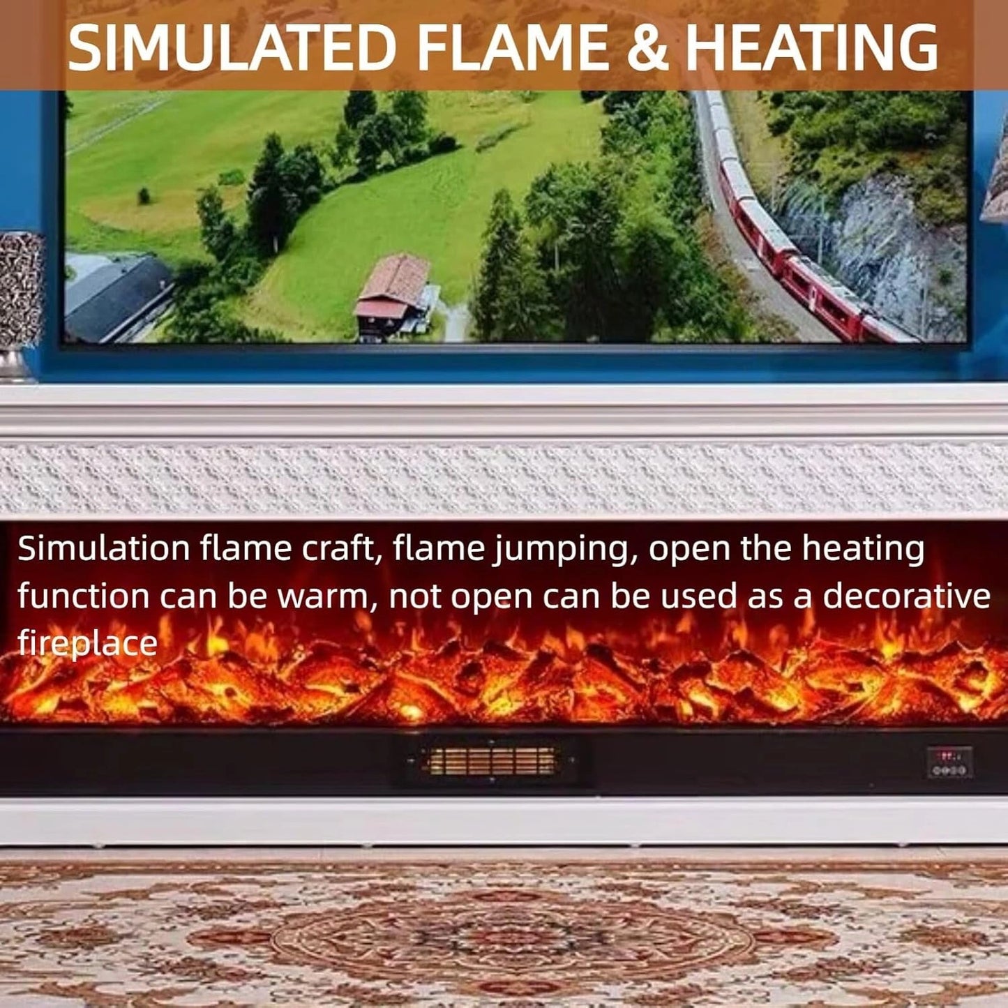 Aihm-Lon Classic Electric Fireplace with European Scroll Pattern 47”