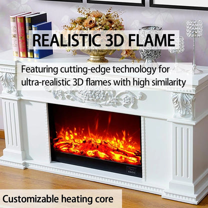 Aihm-Lon Spacious Electric Fireplace Includes White Carving & Column 59”