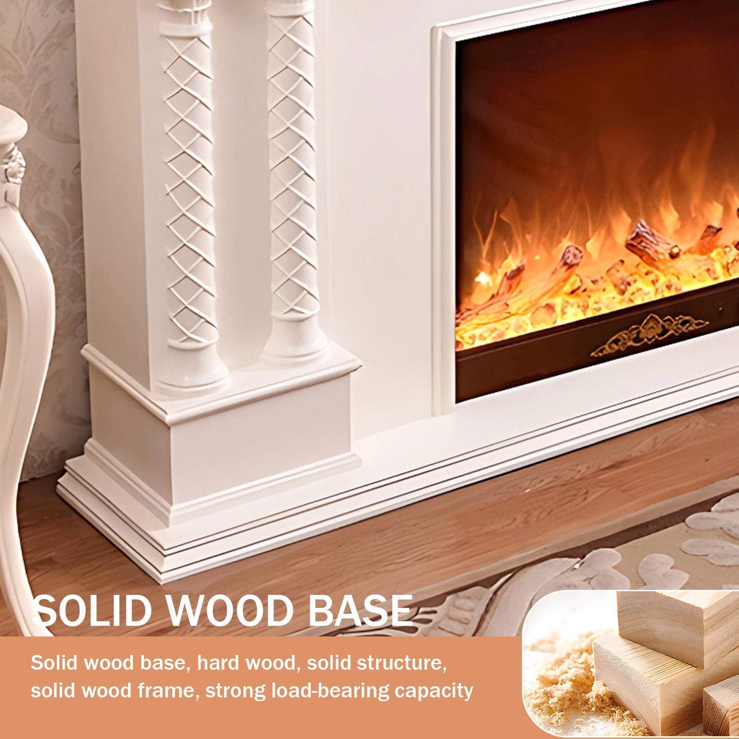 Aihm-Lon Freestanding Electric Fireplace Includes Modern Flower Carving 87”