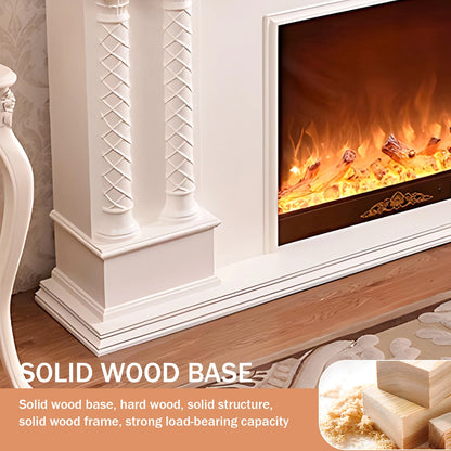 Aihm-Lon Freestanding Electric Fireplace Includes Modern Flower Carving 87”