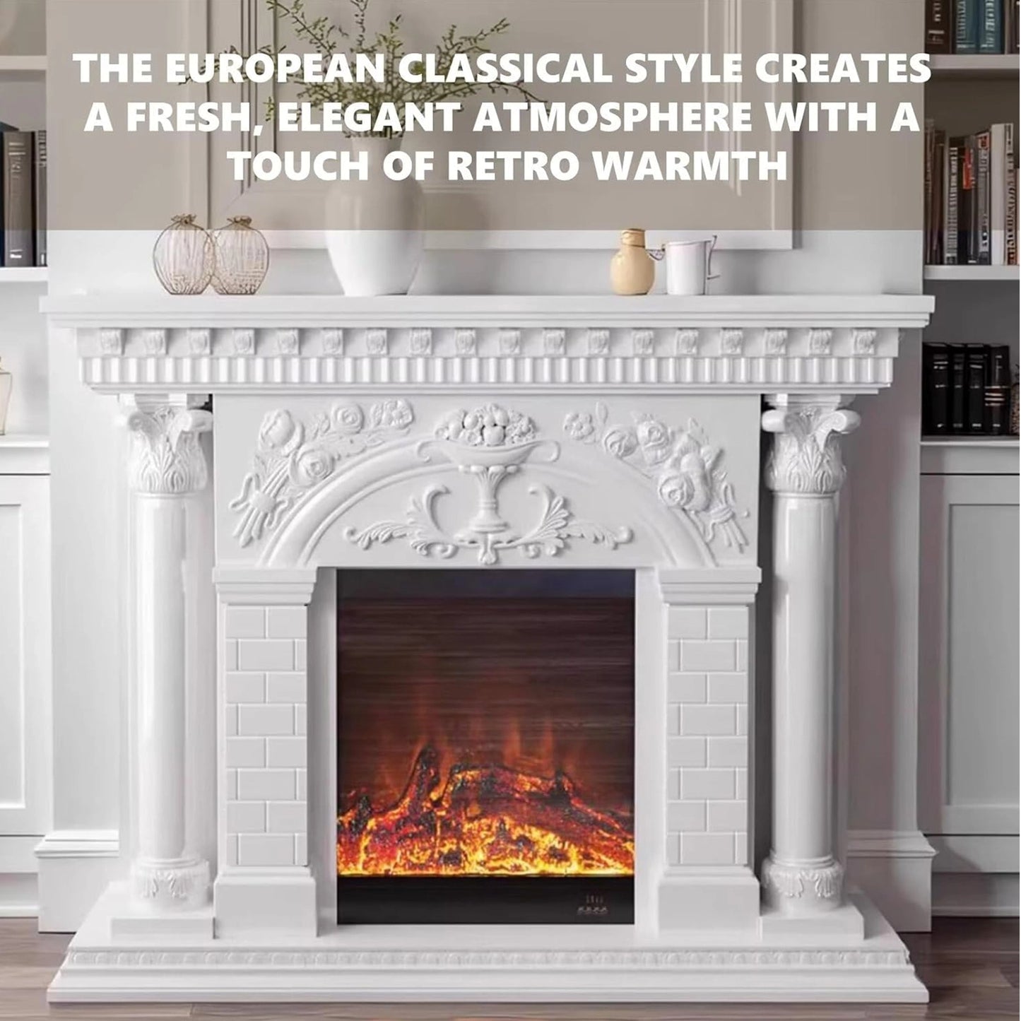 Aihm-Lon Electric Fireplace Heater with Unique Roman Column Design