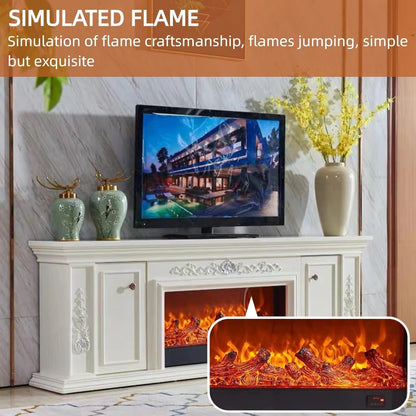 Aihm-Lon Freestanding Electric Fireplace with Classic Carving Faux Flame 79”