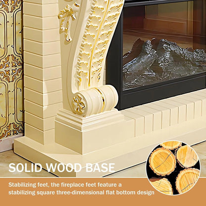 Aihm-Lon Freestanding Electric Fireplace with White Retro Design 59”