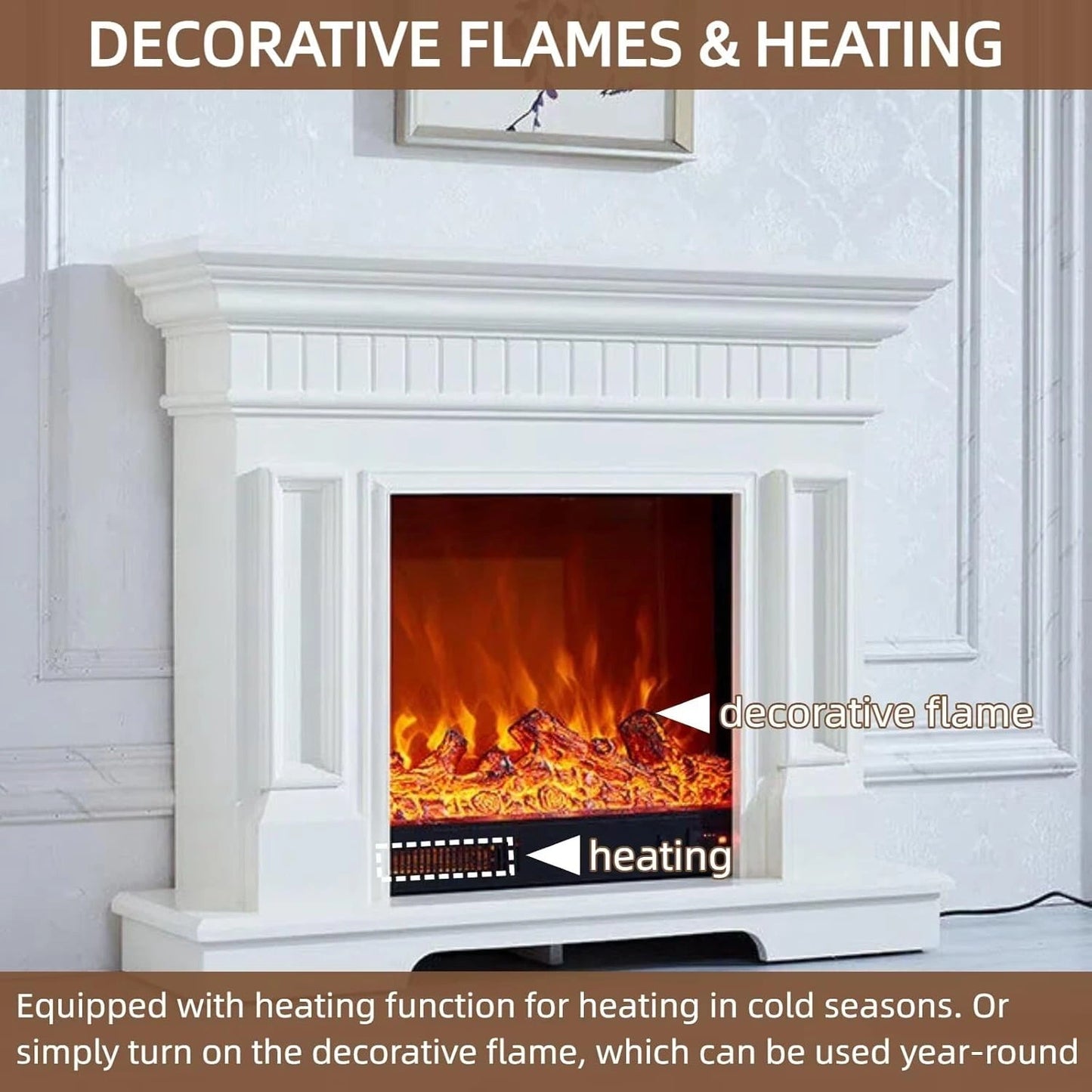 Aihm-Lon Indoor Electric Fireplace Includes Classic Line Design 47”-59”