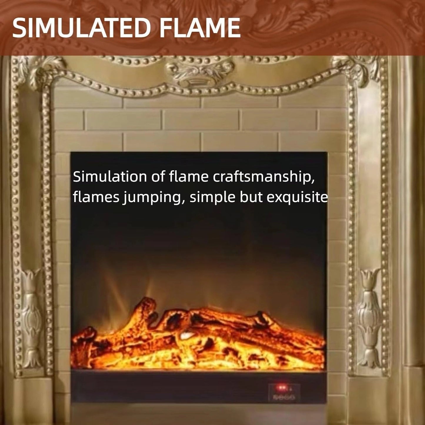 Aihm-Lon Exquisite Electric Fireplace Gold Luxury Countertop Archway 59”