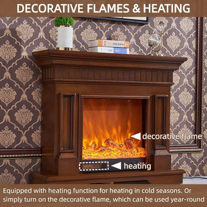 Aihm-Lon Brown Electric Fireplace Includes Classic Line Design 47”-59”