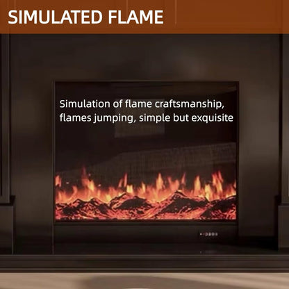 Aihm-Lon Black Electric Fireplace Faux Flame 3D Texture 47”-59”