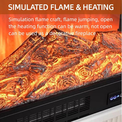 Aihm-Lon Brown Electric Fireplace Retro 3D Relief 47”