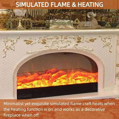 Aihm-Lon Electric Fireplace Includes 3D Texture with White Luxury Arched Frame 71”