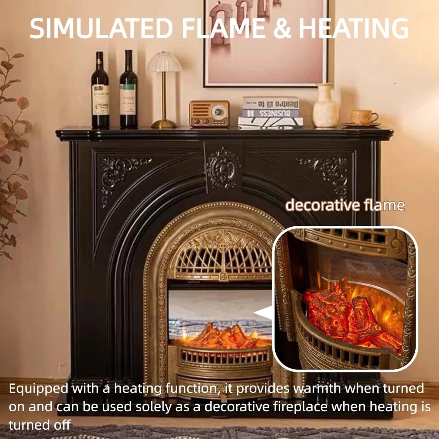 Aihm-Lon Modern Electric Fireplace Includes Arched Birdcage 43”-59”