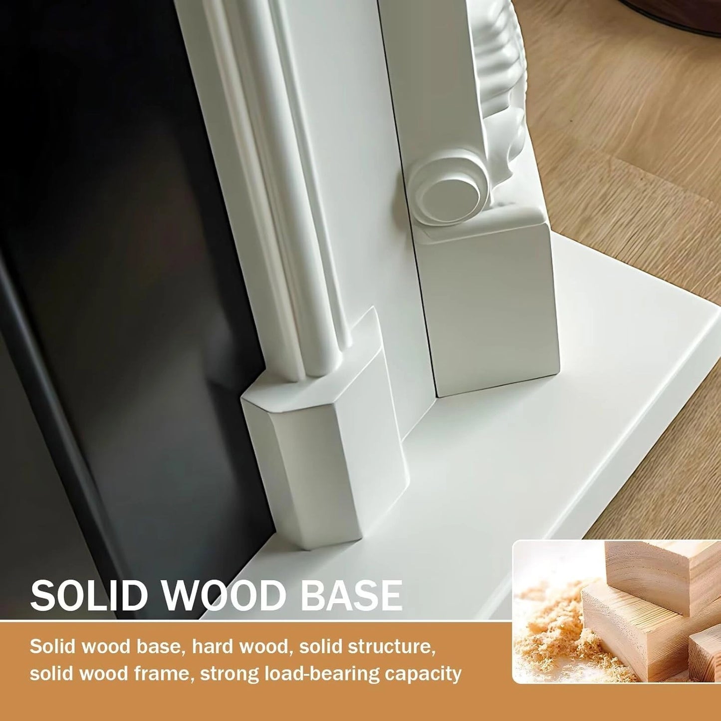 Aihm-Lon Modern Electric Fireplace with White Luxurious Carved Design 43”-59”