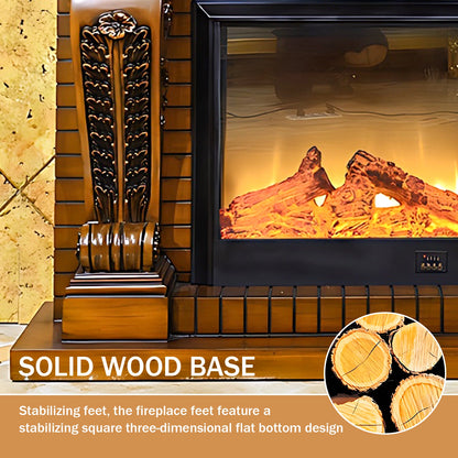 Aihm-Lon Electric Fireplace Brown Retro Design with Realistic Flame Effects 59”