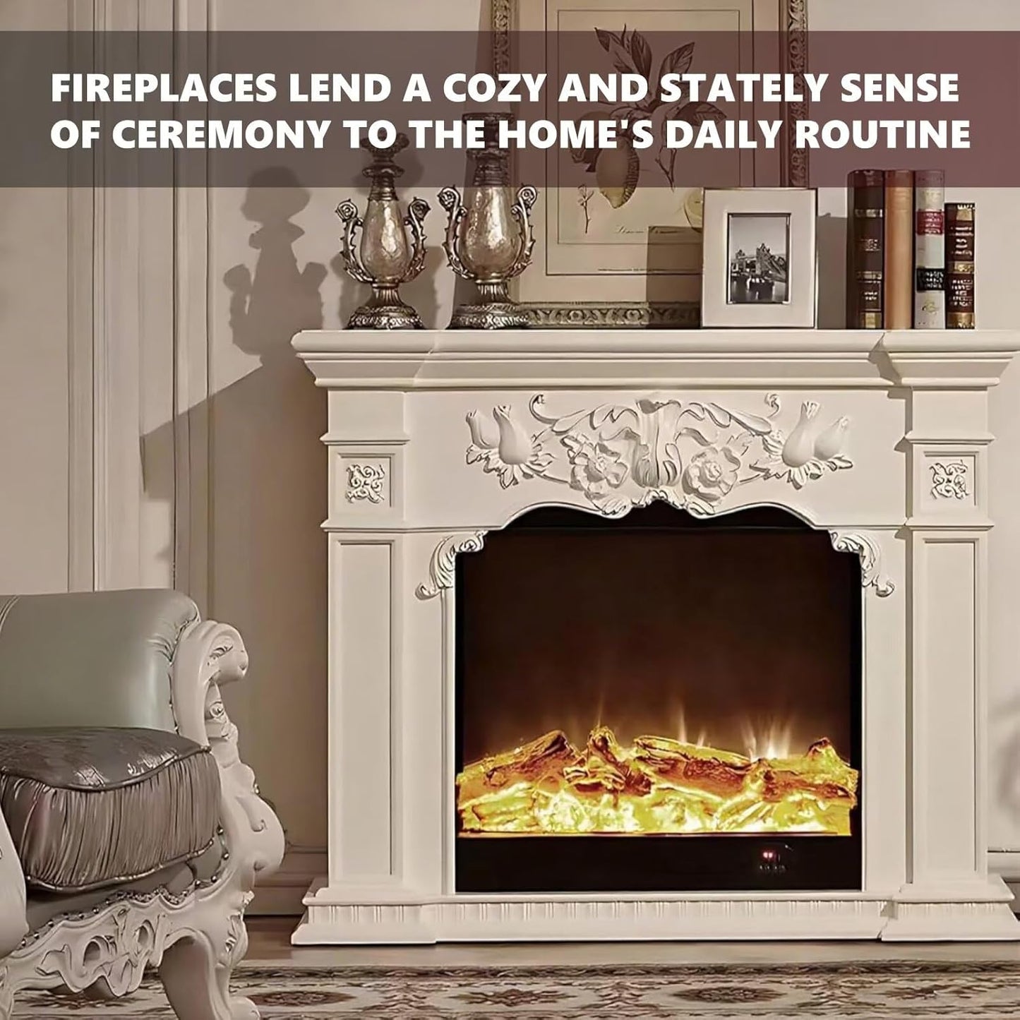 Aihm-Lon Electric Fireplace Three-dimensional Relief Design 39”-59”