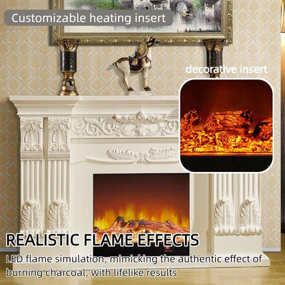 Aihm-Lon White Electric Fireplace with Decorative Real Flame Inserts 73”
