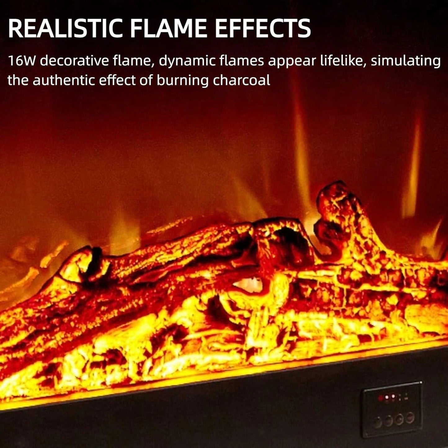 Aihm-Lon Brown Electric Fireplace Includes Ornate Carved Detail 47”