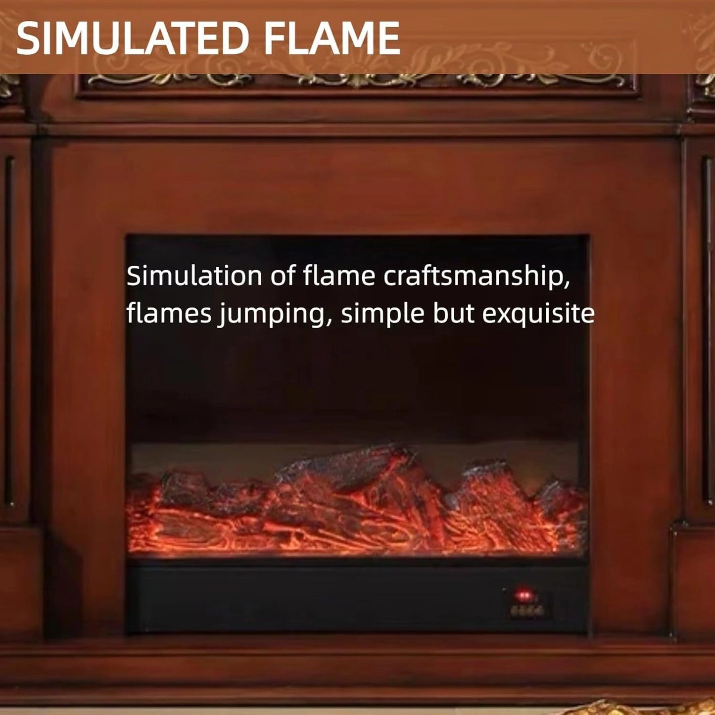 Aihm-Lon Indoor Electric Fireplace Includes Realistic Flame and 3D Carving 59”