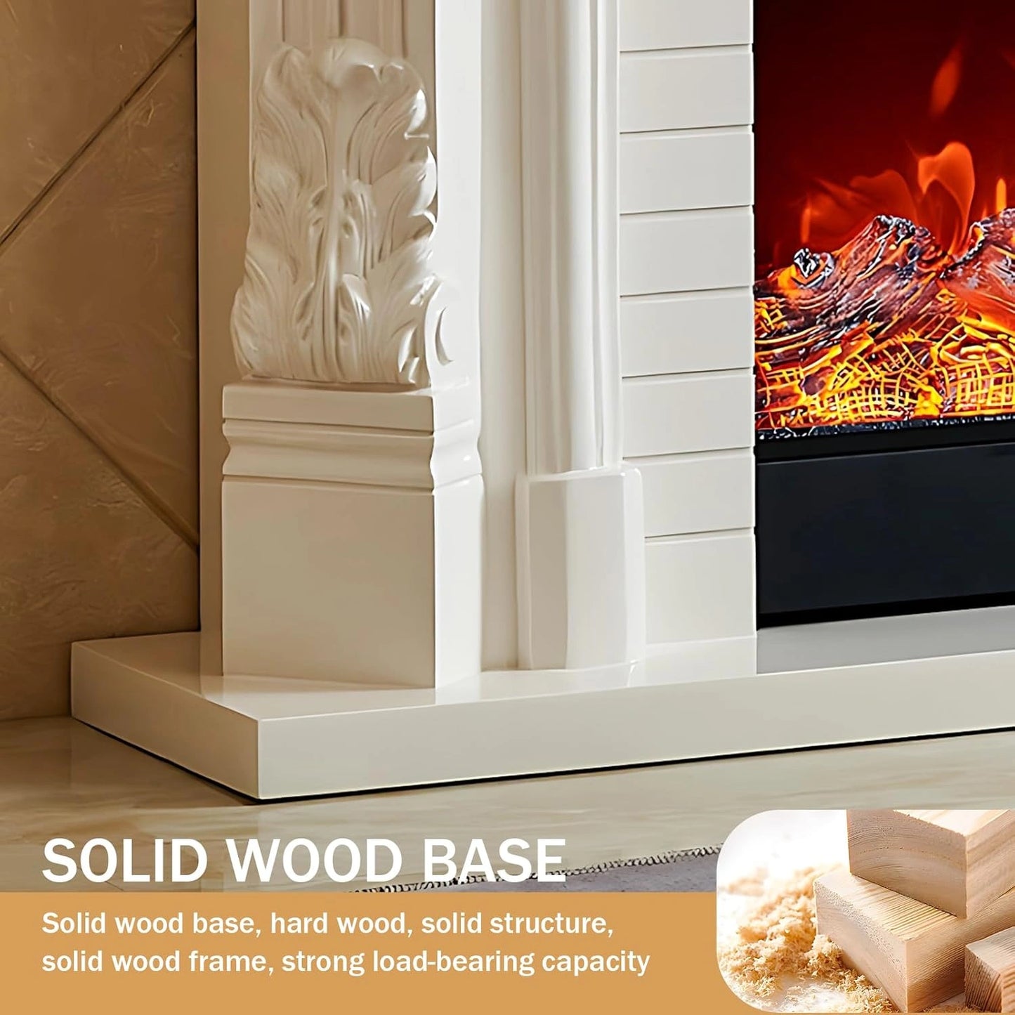 Aihm-Lon Modern Electric Fireplace Includes Retro Brick and Side Carving Design 59”