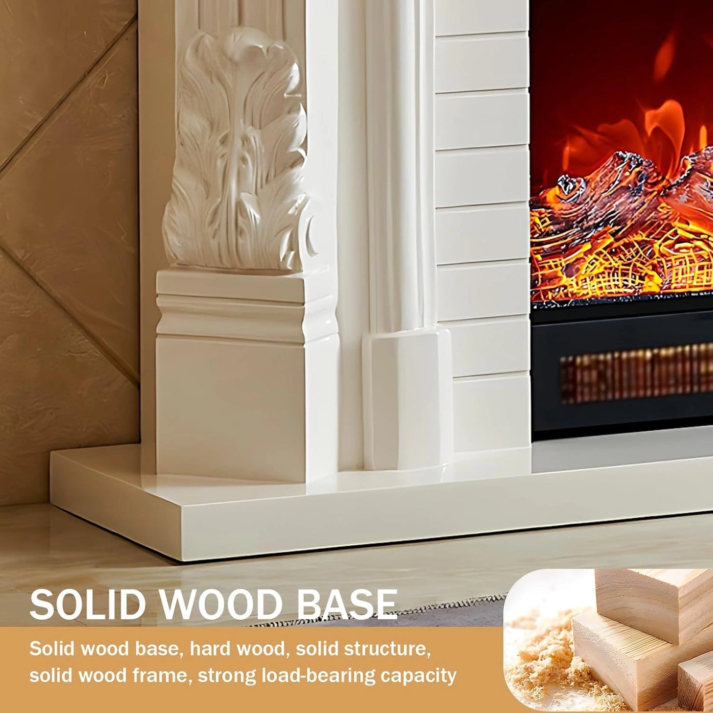 Aihm-Lon Electric Fireplace Includes Retro Brick and Side Carving Design 59”