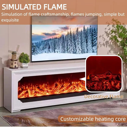 Aihm-Lon Modern Electric Fireplace Includes White Layered Lines Design 79”