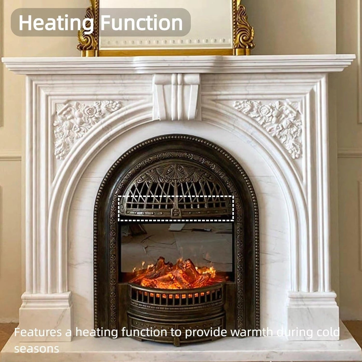 Aihm-Lon Tall Electric Fireplace Includes White Luxury Classic Carving 51”