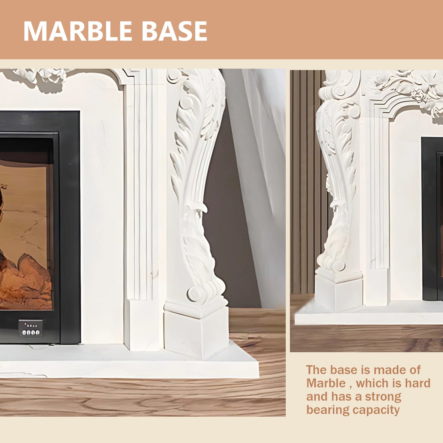 Aihm-Lon Simple Electric Fireplace Modern TV Console Includes Realistic Flame Effect 63”