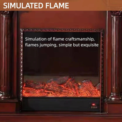 Aihm-Lon Brown Electric Fireplace with Faux Flame and 3D Engraving 43”