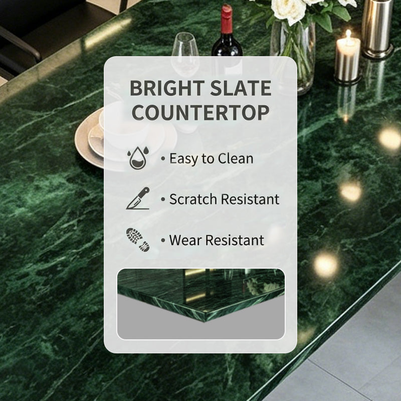 56" Luxury Dinning Table for 4-6 People (Polished Green Slate Countertop)