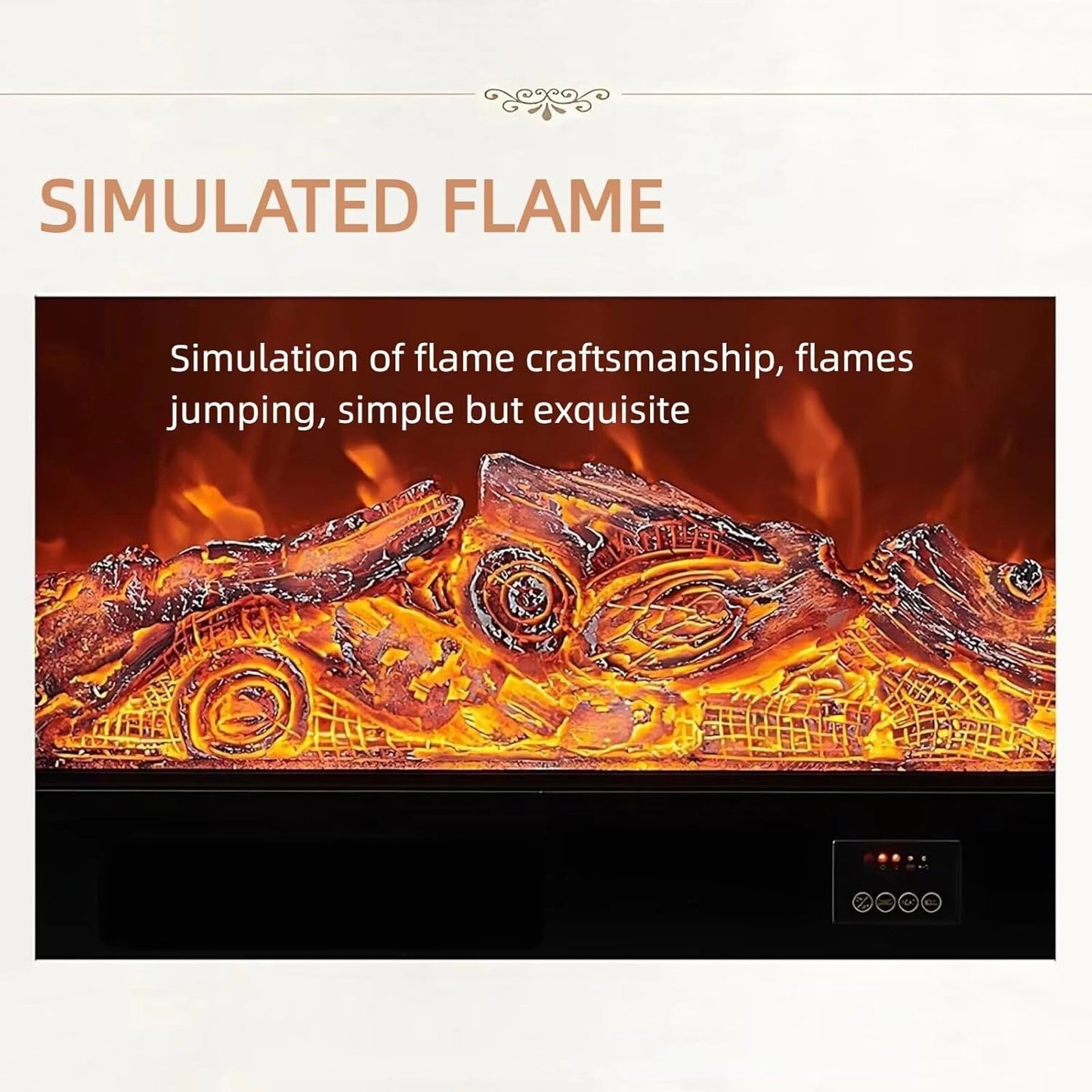 Aihm-Lon Minimalist Electric Fireplace with Realistic Flame Large Countertop 71”-79”