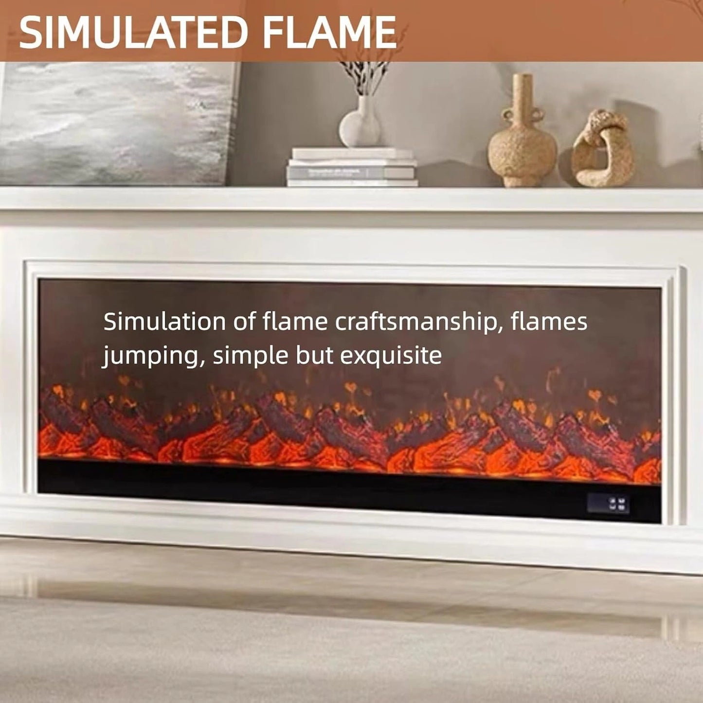 Aihm-Lon Electric Fireplace White Indoor Chimenea TV Stand 79”