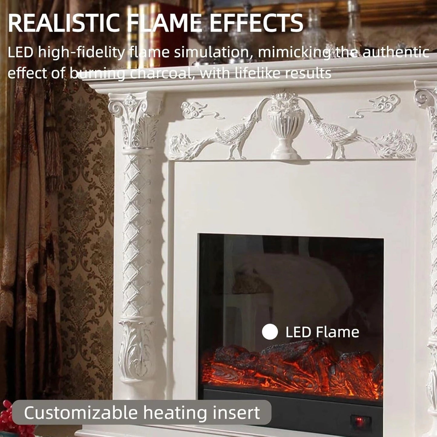 Aihm-Lon Luxurious Electric Fireplace Includes Carved Column 59”