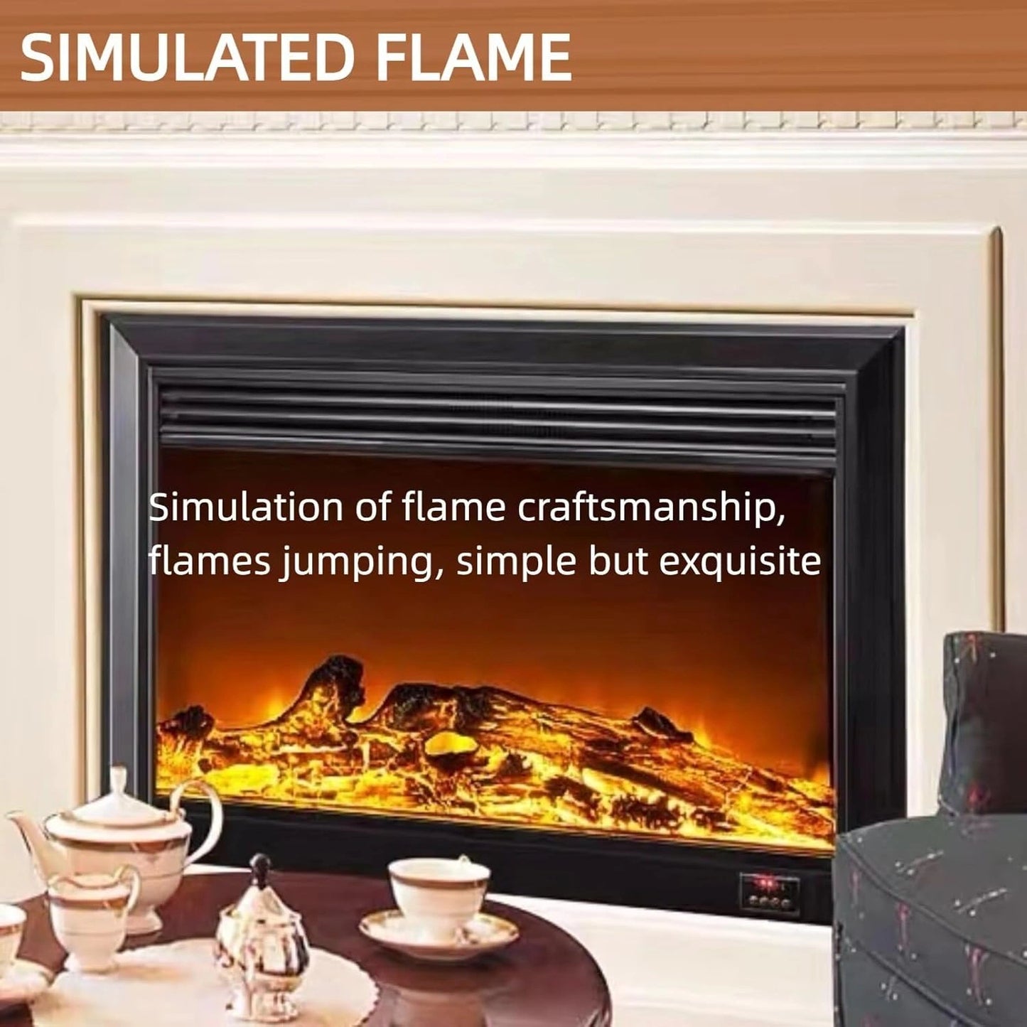 Aihm-Lon Indoor Electric Fireplace White Faux Chimenea TV Stand 73”