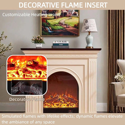 Aihm-Lon Tall Electric Fireplace Includes 3D Floral Carving & Arched Firebox 47”