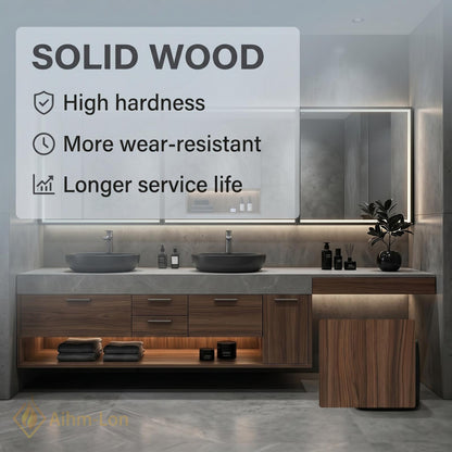 78''-96'' Bathroom Vanity with Sink Floating Wide Stone Countertop Dark Wood Cabinetry