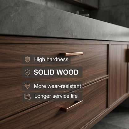 60''-96'' Double Bathroom Vanity with Sink Modern Floating Dark Walnut Slatted Center Panel