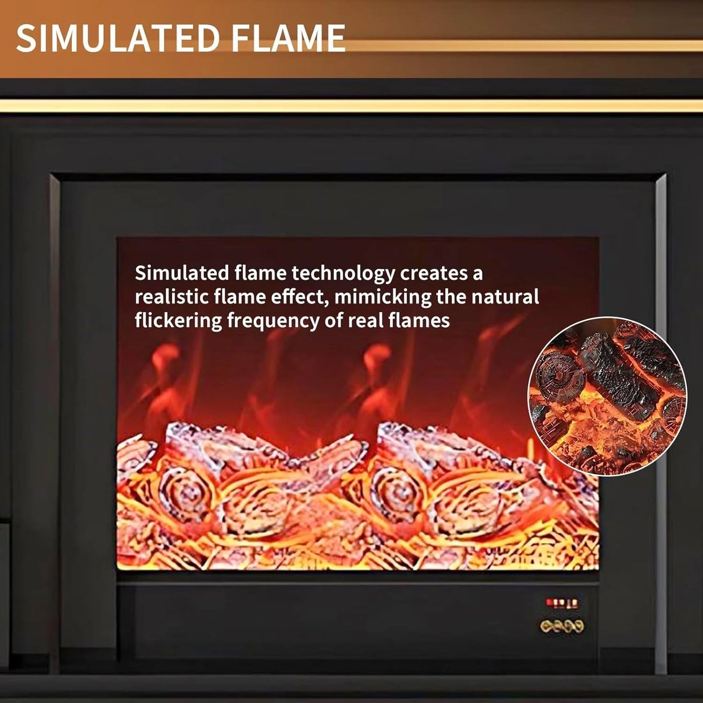 Aihm-Lon Simple Electric Fireplace with Golden line decoration 59”-95”