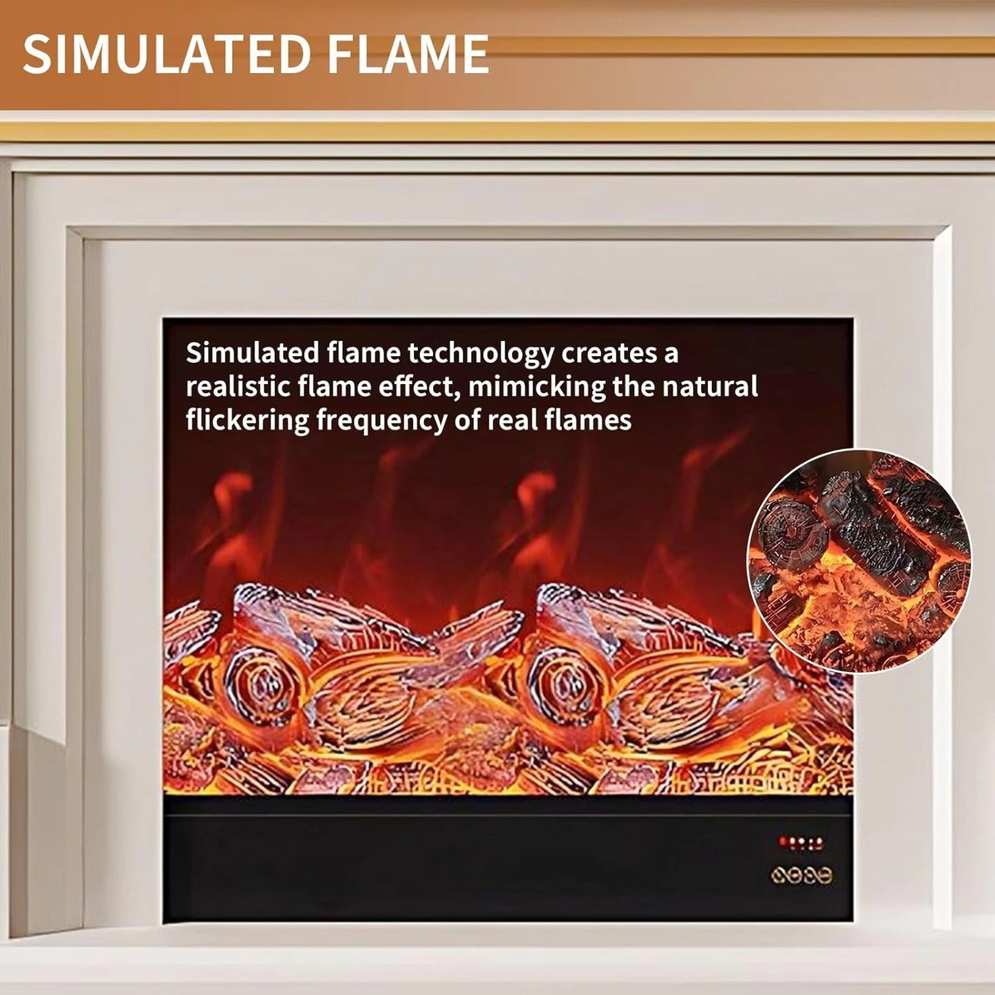 Aihm-Lon Simple Electric Fireplace with Golden line decoration 59”-95”