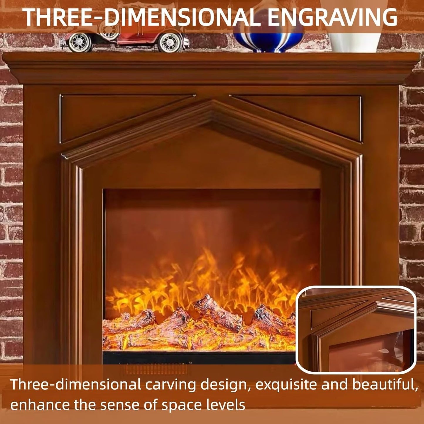 Aihm-Lon Modern Electric Fireplace Realistic Flame 47”-59”