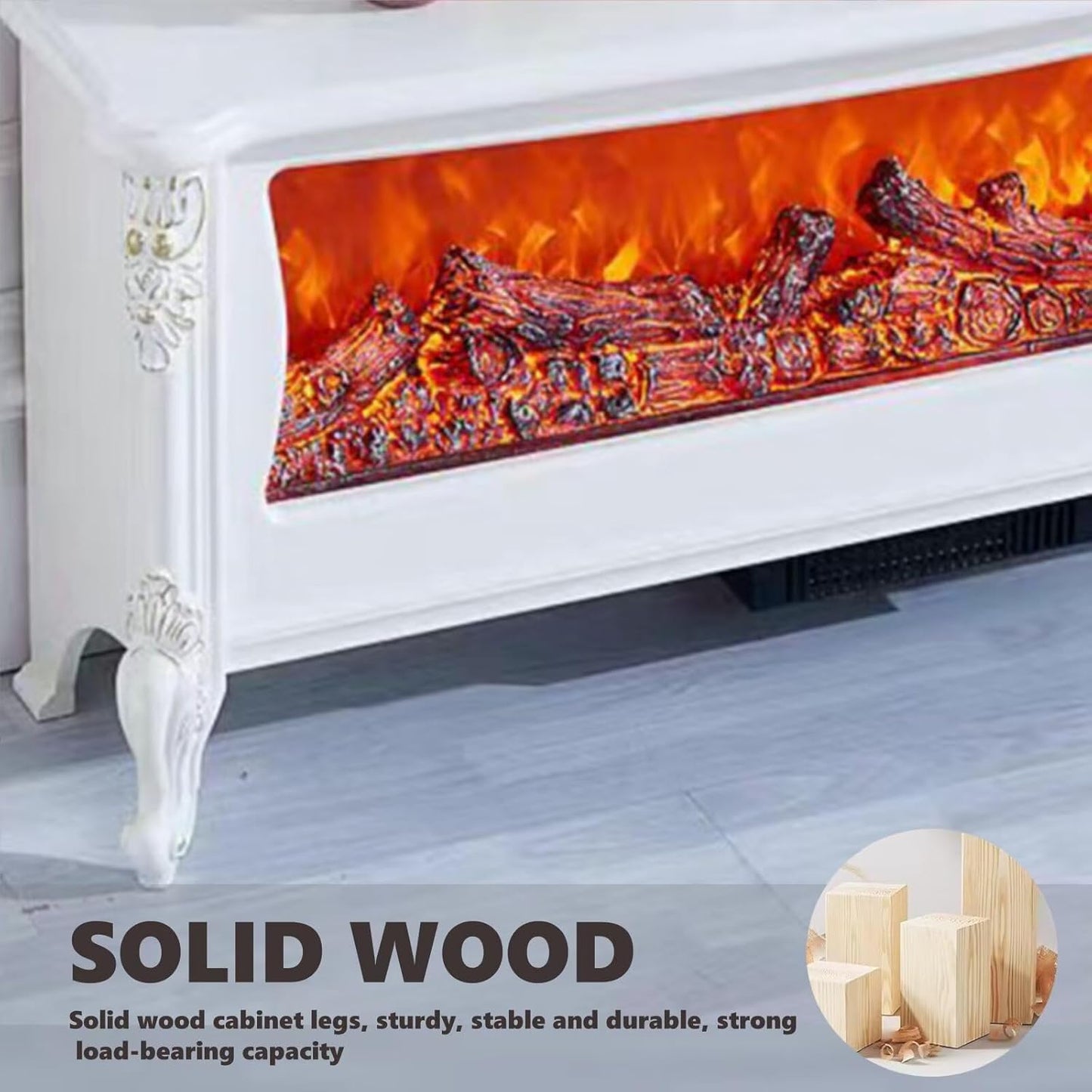 Aihm-Lon White Electric Fireplace with Exquisite Patterns 30”-54”