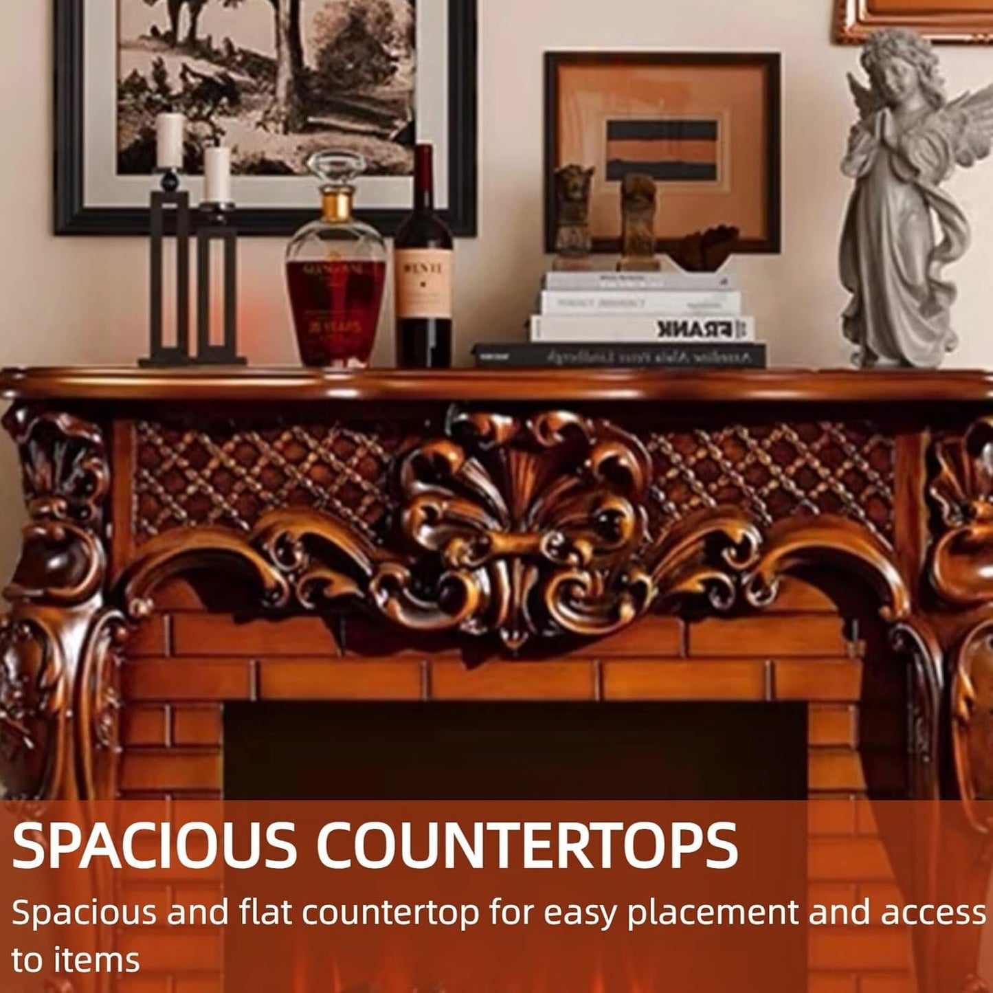 Aihm-Lon Modern Electric Fireplace 3D Plaid Carving 48”