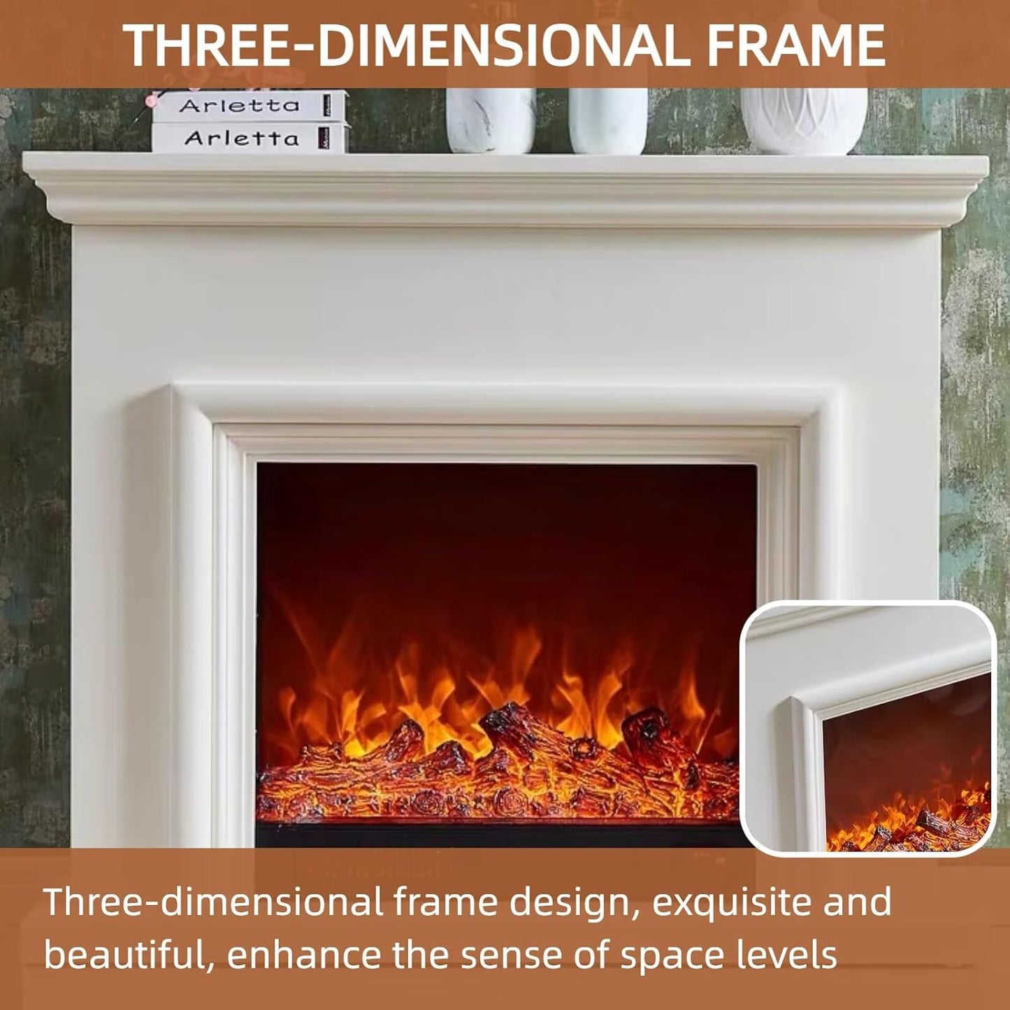 Aihm-Lon Freestanding Electric Fireplace 3D Bezel 47”-59”