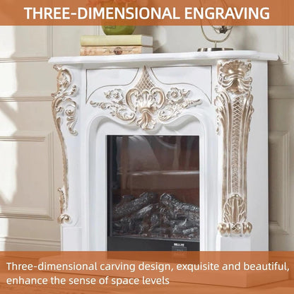 Aihm-Lon Electric Fireplace with Gold Outline Carving 39”