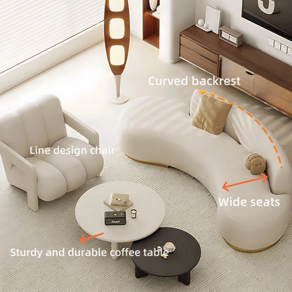 Aihm-Lon Commercial Grade White Modern Sectional Sofa Set with Stool and Coffee Table 79"-110"