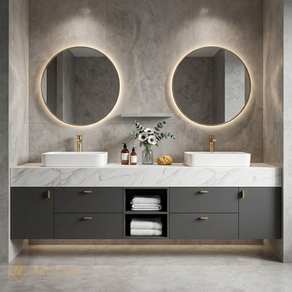 60''-96'' Double Bathroom Vanity with Sink Floating Modern Vanitys Storage Drawers Large